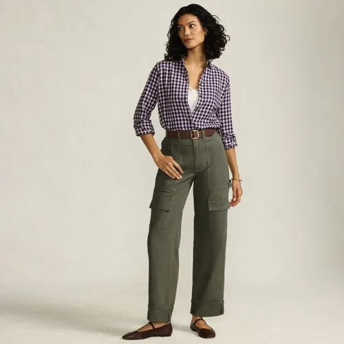 Women's Chino Mid Rise Straight Leg Cargo Ankle Pants