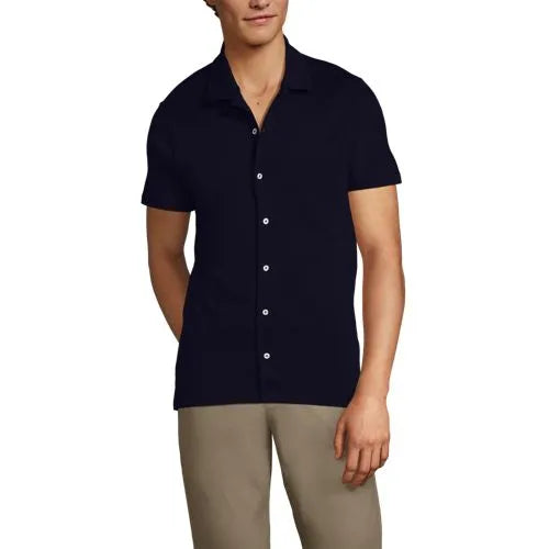 School Uniform Men's Supima Short Sleeve Button Front Shirt