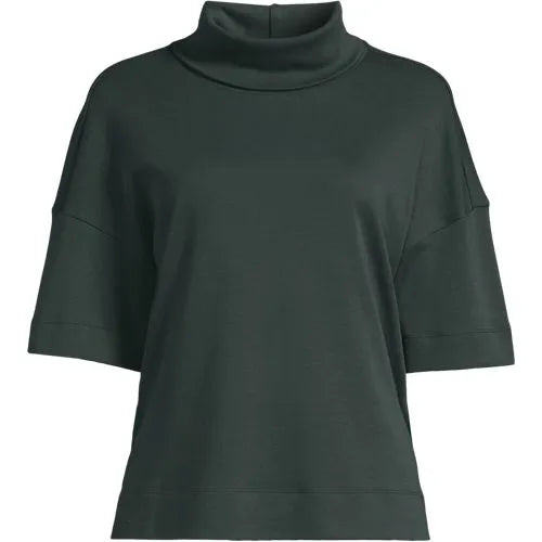 Women's Elbow Sleeve Supima Cotton Relaxed Turtleneck