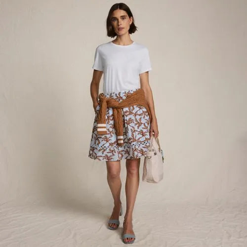 Women's Voile Ladder Trim Above the Knee Skirt