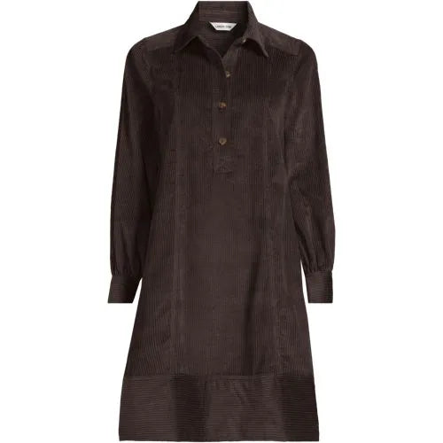 Women's Wide Wale Cord Popover Long Sleeve Shirt Dress