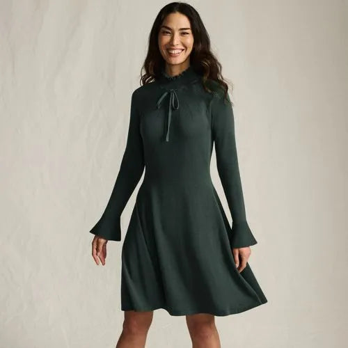 Women's Fine Gauge Cotton Fit and Flare Sweater Dress