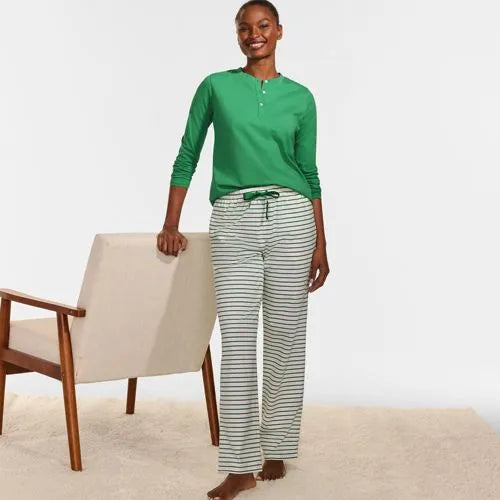 Women's Knit 2 Piece Pajama Set - Long Sleeve Top and Pants