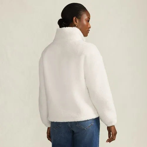 Women's Faux Shearling Zip Front Fleece Jacket