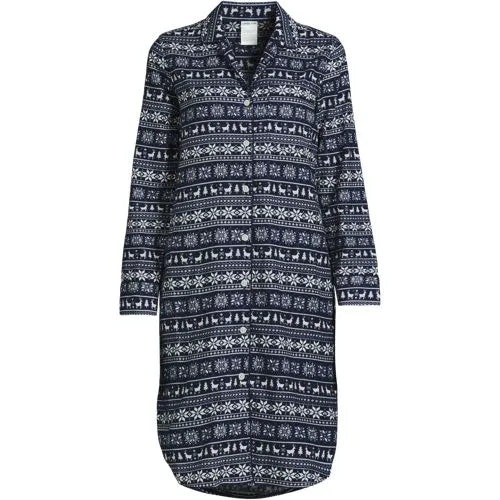 Women's Plus Size Flannel Long Sleeve Sleepshirt Nightgown