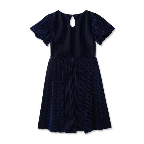 Girls Bubble Short Sleeve Velour Dress