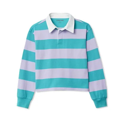 Girls Long Sleeve Stripe Rugby Shirt