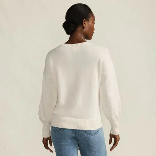 Womens Drifter Drop Shoulder Placed Jacquard Crew Neck Sweater