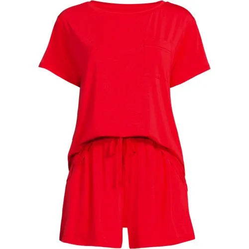 Women's Cooling 2 Piece Pajama Set - Short Sleeve Tee and Shorts