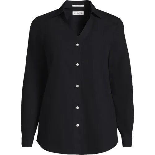 School Uniform Women's No Iron Broadcloth Long Sleeve Splitneck Shirt