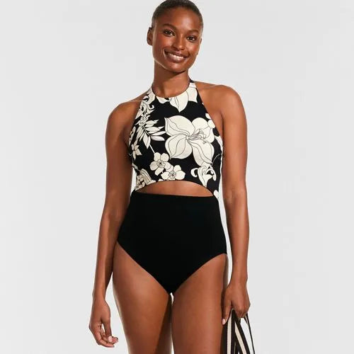 Women's Tugless Halter Monokini High Leg One Piece Swimsuit