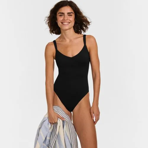 Women's V-neck High Leg Strappy Back One Piece