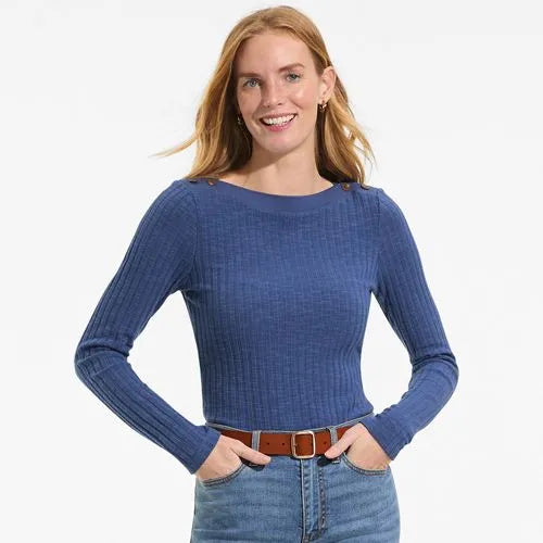 Women's Long Sleeve Coastal Rib Boatneck Top