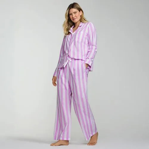 Women's Cotton Poplin 2 Piece Pajama Set - Long Sleeve Top and Pants