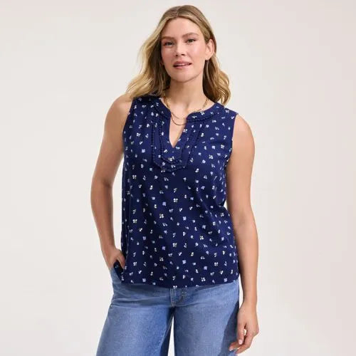Women's Slub Decorative Trim Tank Top