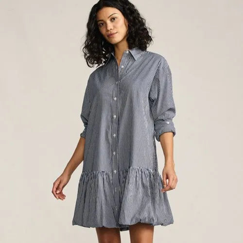 Women's Flounce Button Front Shirt Dress