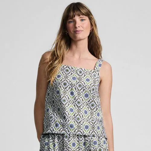 Women's Poplin Square Neck Sleeveless Shell