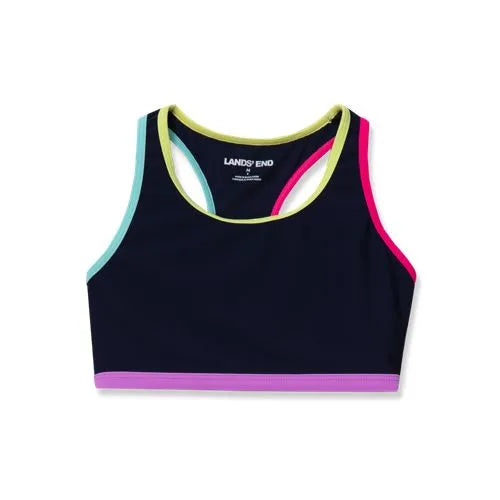 Girls Chlorine Resistant Contrast Racer Back Bikini Top