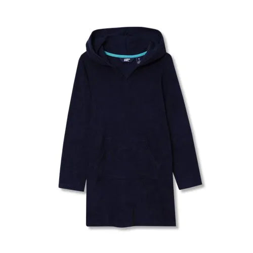 Girls Long Sleeve Hooded Front Pocket Terry Cloth Swimsuit Cover-Up
