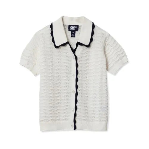 Girls Short Sleeve Collared Sweater