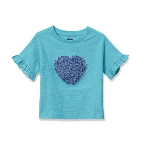 Girls Short Sleeve Ruffle Tee