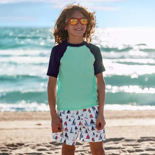 Boys Chlorine Resistant 5in Swim Trunks with Mesh Liner