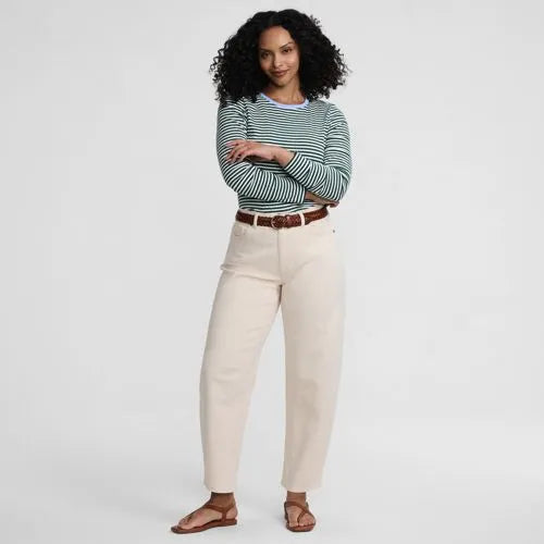Women's Soft Denim Mid Rise Relaxed Barrel Ankle Jeans