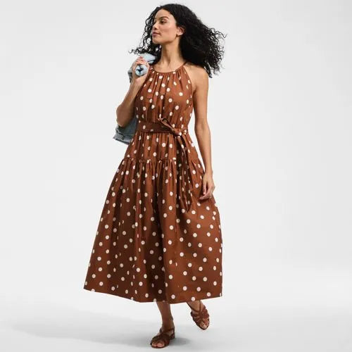 Women's Poplin Halter Midi Dress