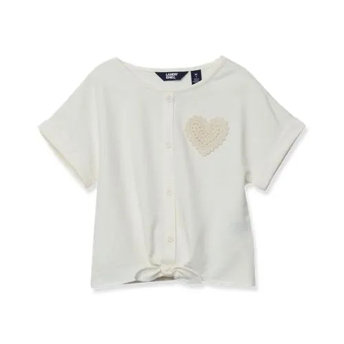 Girls Slouchy Button Front Terry Knit Top