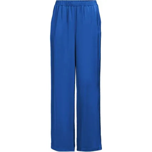 Women's Satin Mid Rise Relaxed Pull On Wide Leg Pants