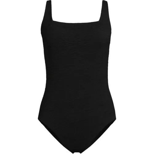 Womens Boucle Square Neck Scoop Back One Piece Swimsuit