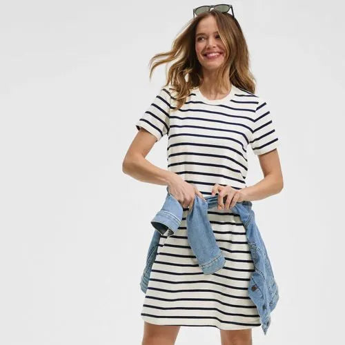 Women's Cotton Jersey Crew Neck T Shirt Dress