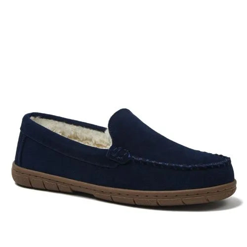 Women's Fuzzy Lined Suede Moccasin Slippers