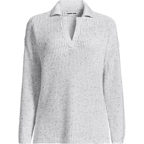 School Uniform Women's Cotton Modal Mid Gauge Long Sleeve Polo Collar Ribbed Sweater