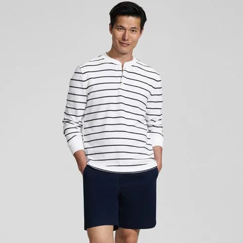Men's Long Sleeve Honeycomb Pique Henley