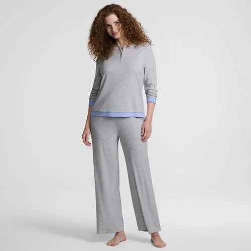 Women's Comfort Rib 2 Piece Pajama Set - Long Sleeve Top and Pants