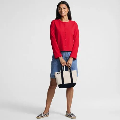 Women's Long Sleeve Starfish Cropped Crew Neck Cardigan
