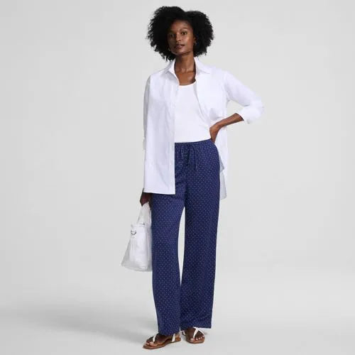 Women's Creaseless Silky High Rise Wide Leg Drawstring Pants