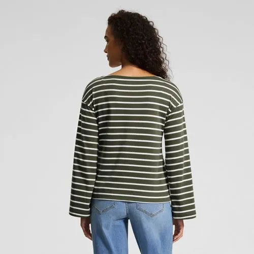 Women's Bracelet Sleeve Supima Cotton Boat Neck Flare Sleeve Top