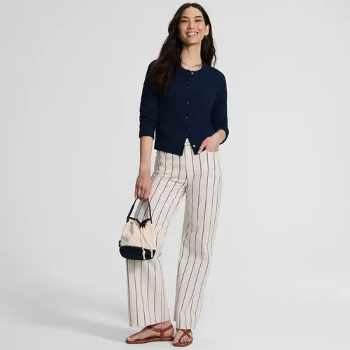 Women's High Rise 5 Pocket Wide Leg Chino Oxford Stripe Pants