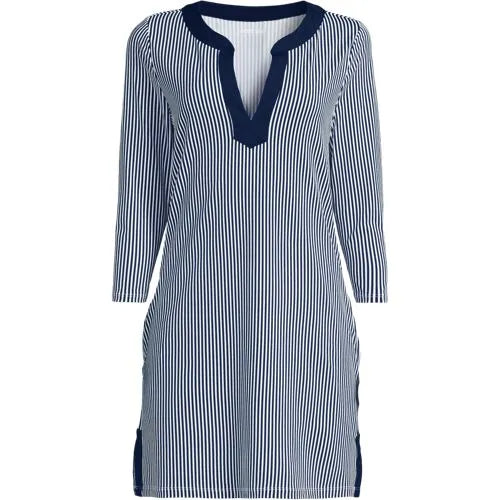 Women's SunShade UPF50 Quickdry 3/4 Sleeve Notched Collar Swim Coverup