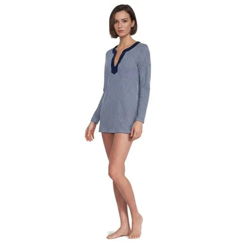 Womens SunShade UPF50 Quickdry Long Sleeve Notched Collar Tunic Swim Cover-up
