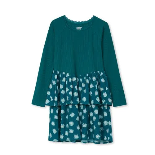 Girls Long Sleeve Ribbed Tiered Dress
