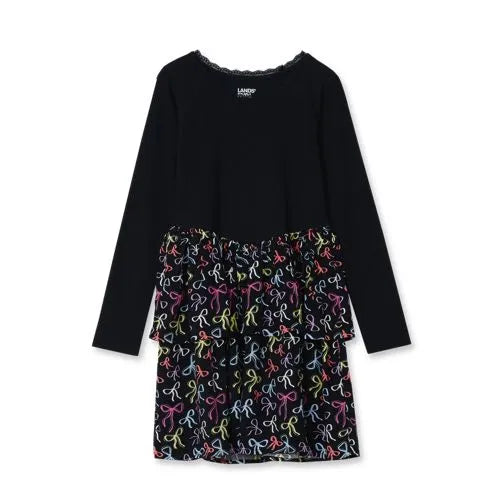 Girls Long Sleeve Ribbed Tiered Dress