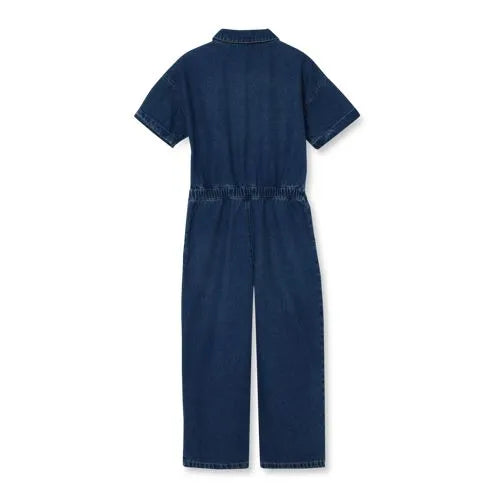 Girls Short Sleeve Denim Jumpsuit