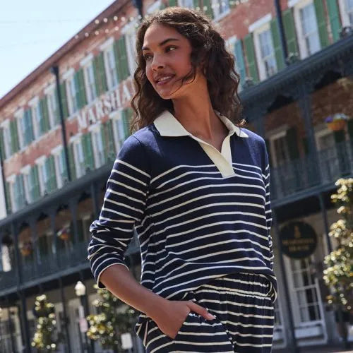 Women's Long Sleeve Boxy Mariner Rugby Polo