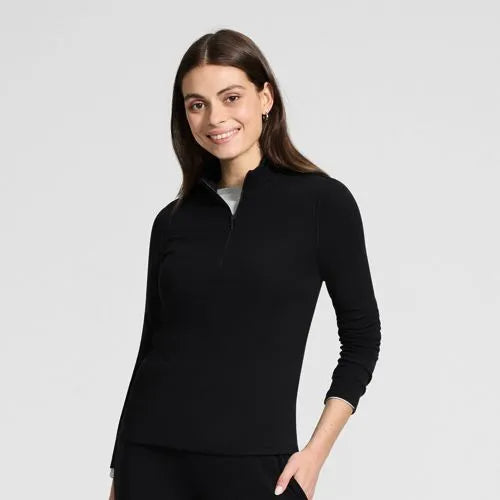 Women's Long Sleeve Drapey Rib Quarter Zip Top
