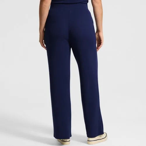 Womens Drapey Rib High Rise Wide Leg Pants