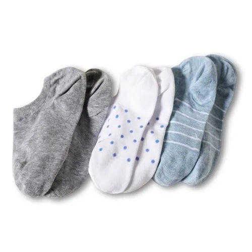 Women's Cotton Patterned No Show Socks 3 Pack
