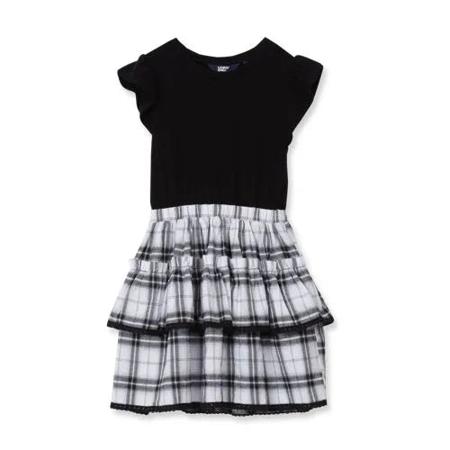 Girls Short Sleeve Mixed Media Dress